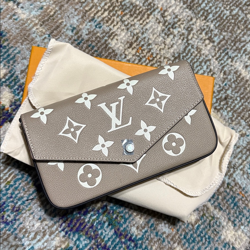 Louis Vuitton Taupe and White Monogram wallet